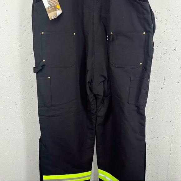Carhartt Men’s size 54 x 32 Black Insulated Reflective Duck Bib Overalls NEW R02 - Picture 9 of 16